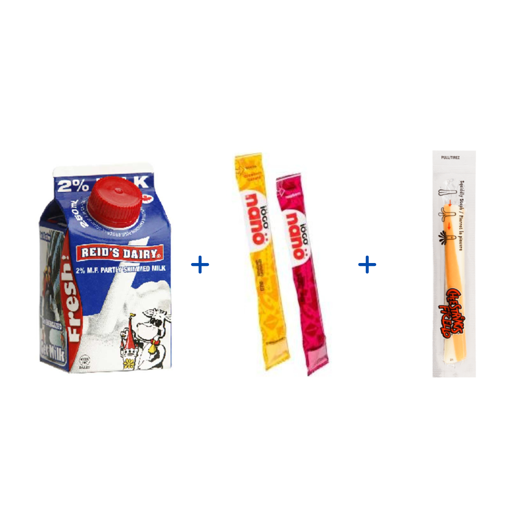 3D COMBO 1 - White Milk (Twist Cap), Yogurt Tube, Marble Cheese String