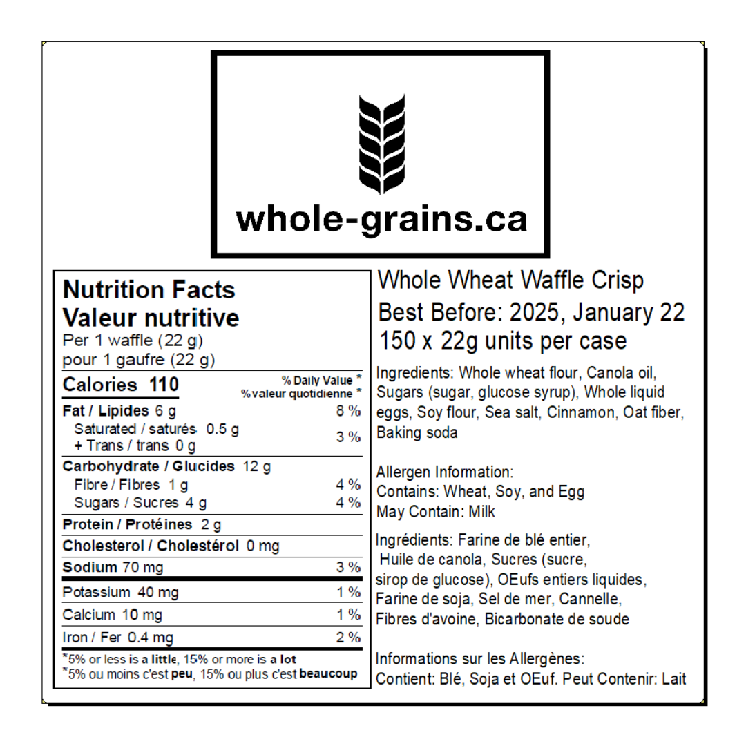 Whole Wheat Waffle Crisps (150 Units per Case)